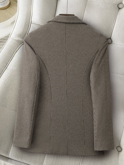 Notched Lapel Lined Long Sleeves Work Office Blazer