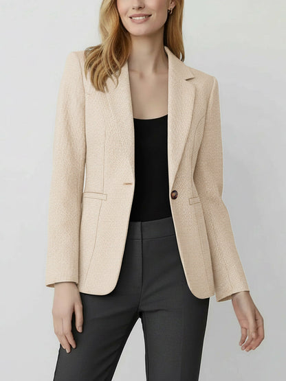 Notched Lapel Lined Long Sleeves Work Office Blazer