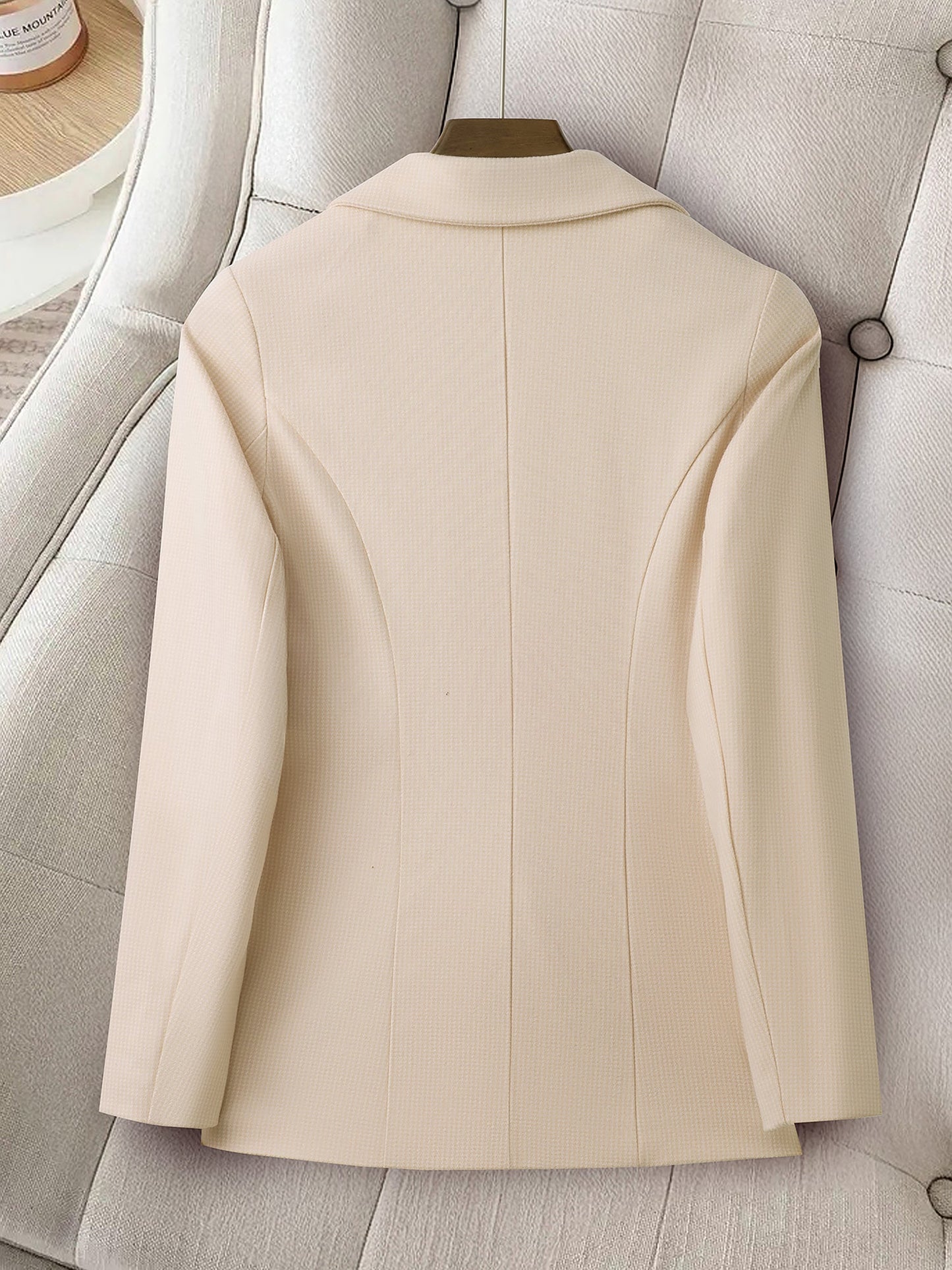 Notched Lapel Lined Long Sleeves Work Office Blazer