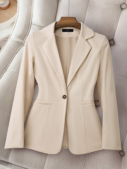 Notched Lapel Lined Long Sleeves Work Office Blazer