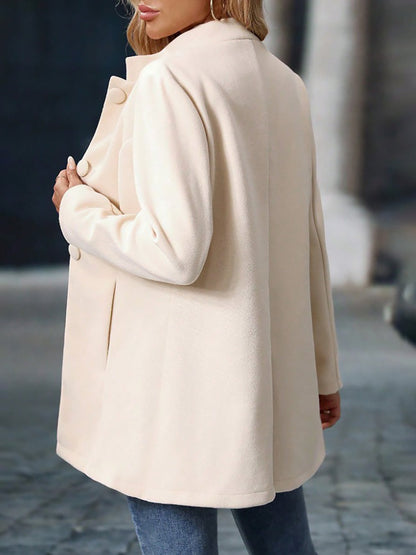 Stand-Up Collar Long Sleeves Fully Lined Pea Coat