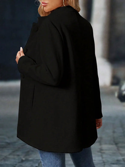 Stand-Up Collar Long Sleeves Fully Lined Pea Coat