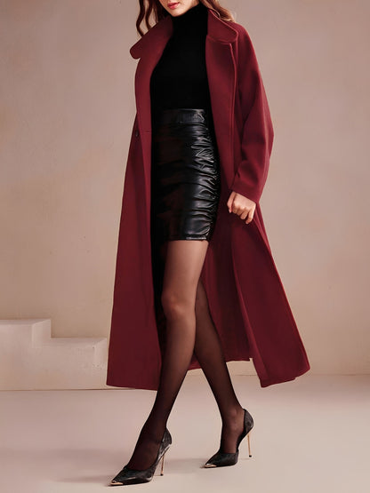 Convertible Collar Belted Fully Lined Maxi Length Trench Coat