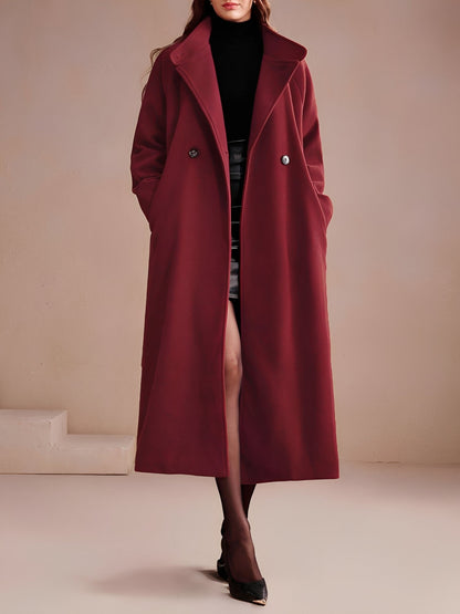 Convertible Collar Belted Fully Lined Maxi Length Trench Coat
