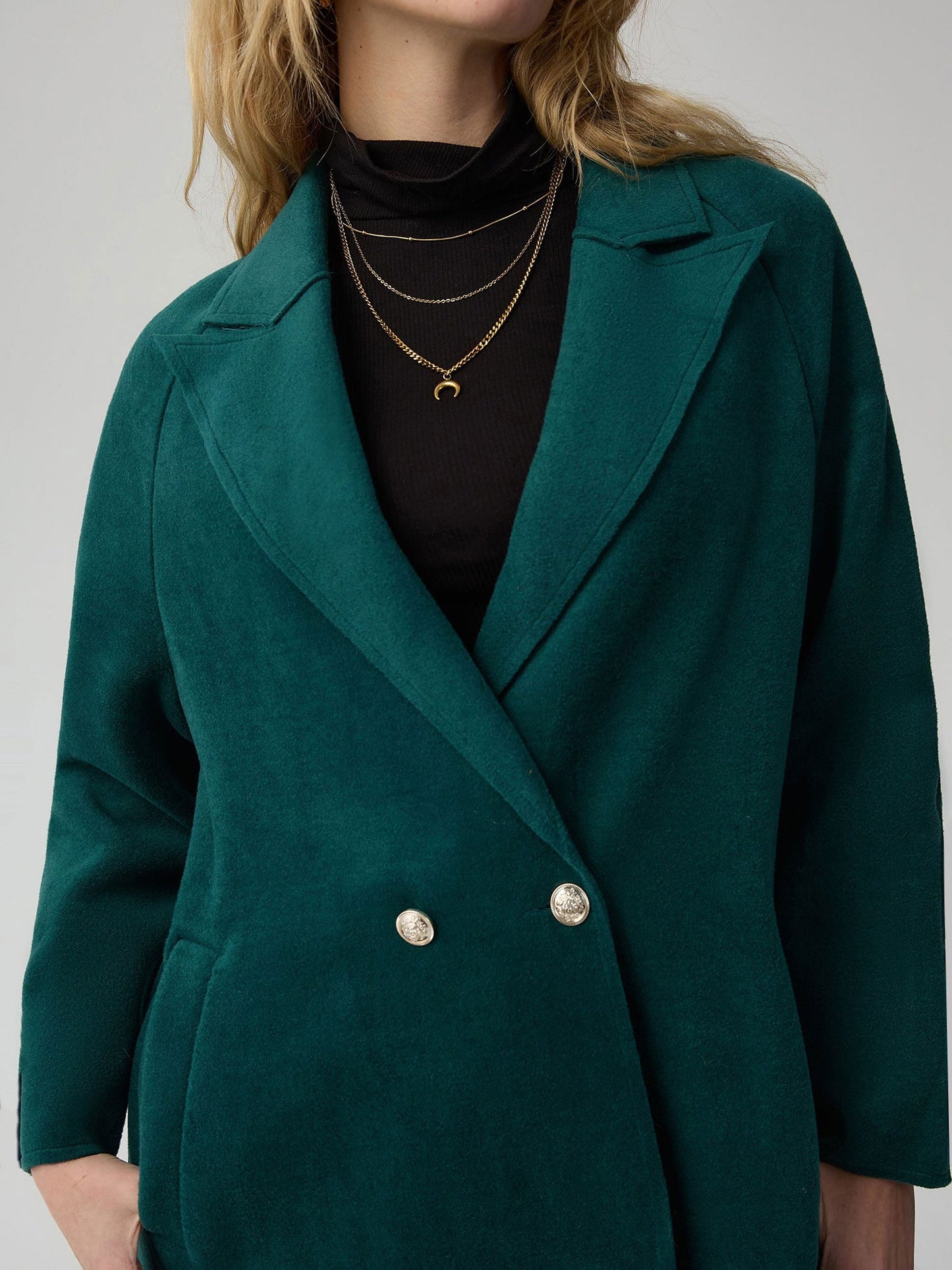 Notched Lapel Double Breasted Maxi Length Coat