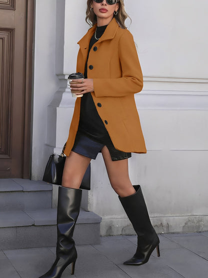 Casual Stand-Up Collar Long Sleeves Pea Coat