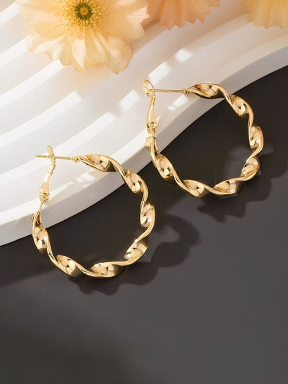 Geometric Twisted Metal Hoop Earrings