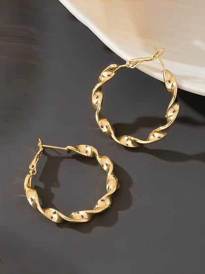 Geometric Twisted Metal Hoop Earrings