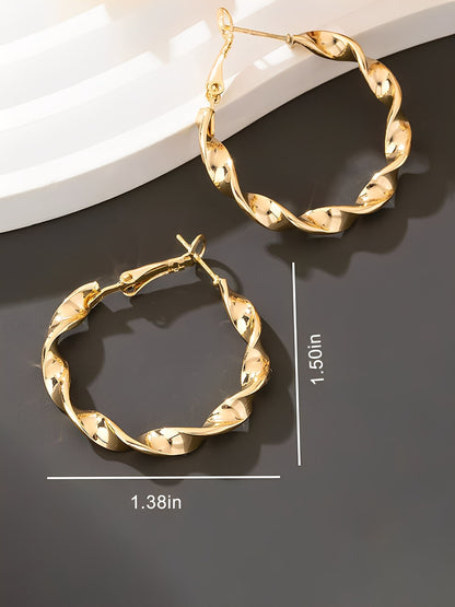 Geometric Twisted Metal Hoop Earrings