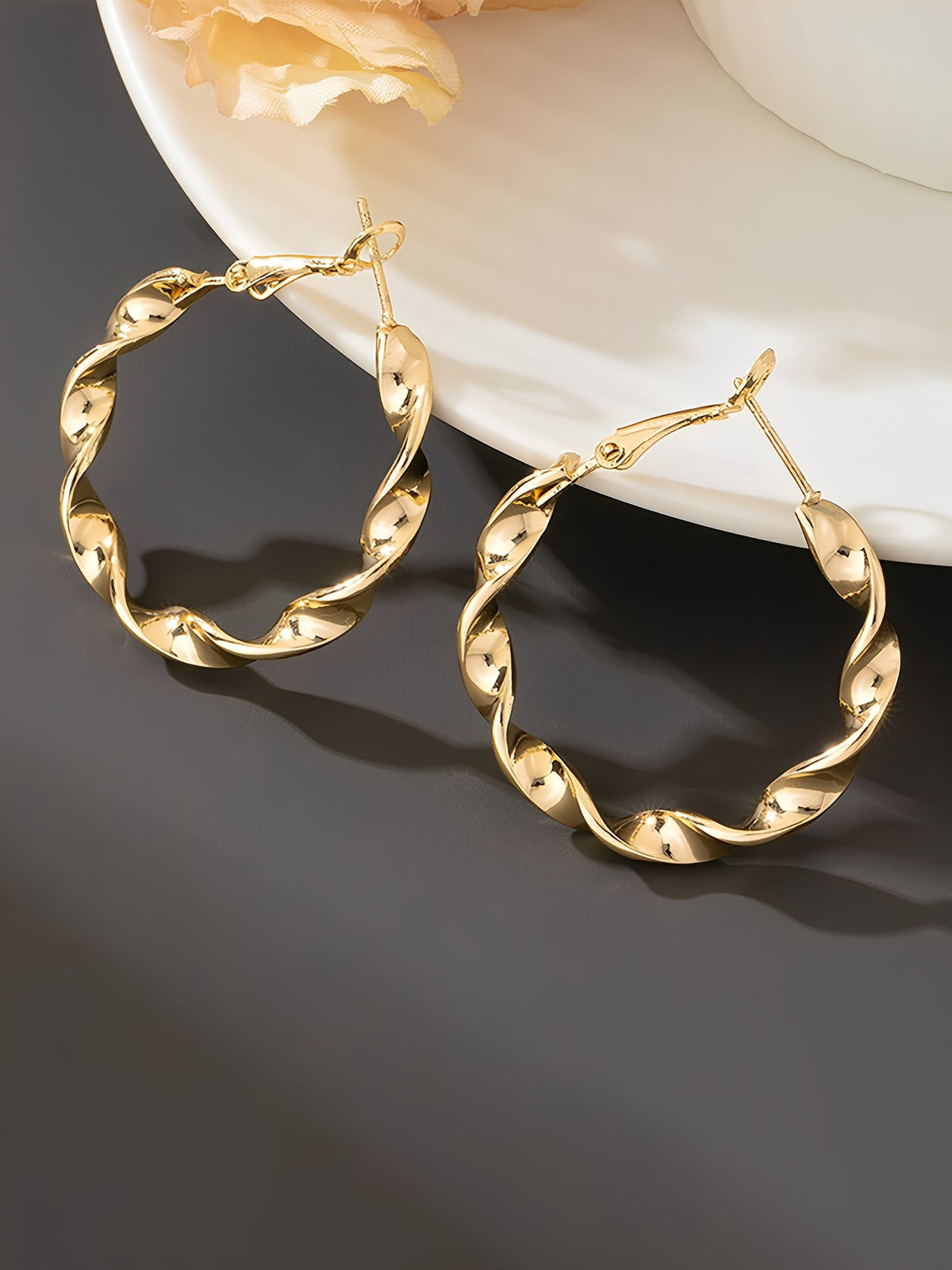 Geometric Twisted Metal Hoop Earrings