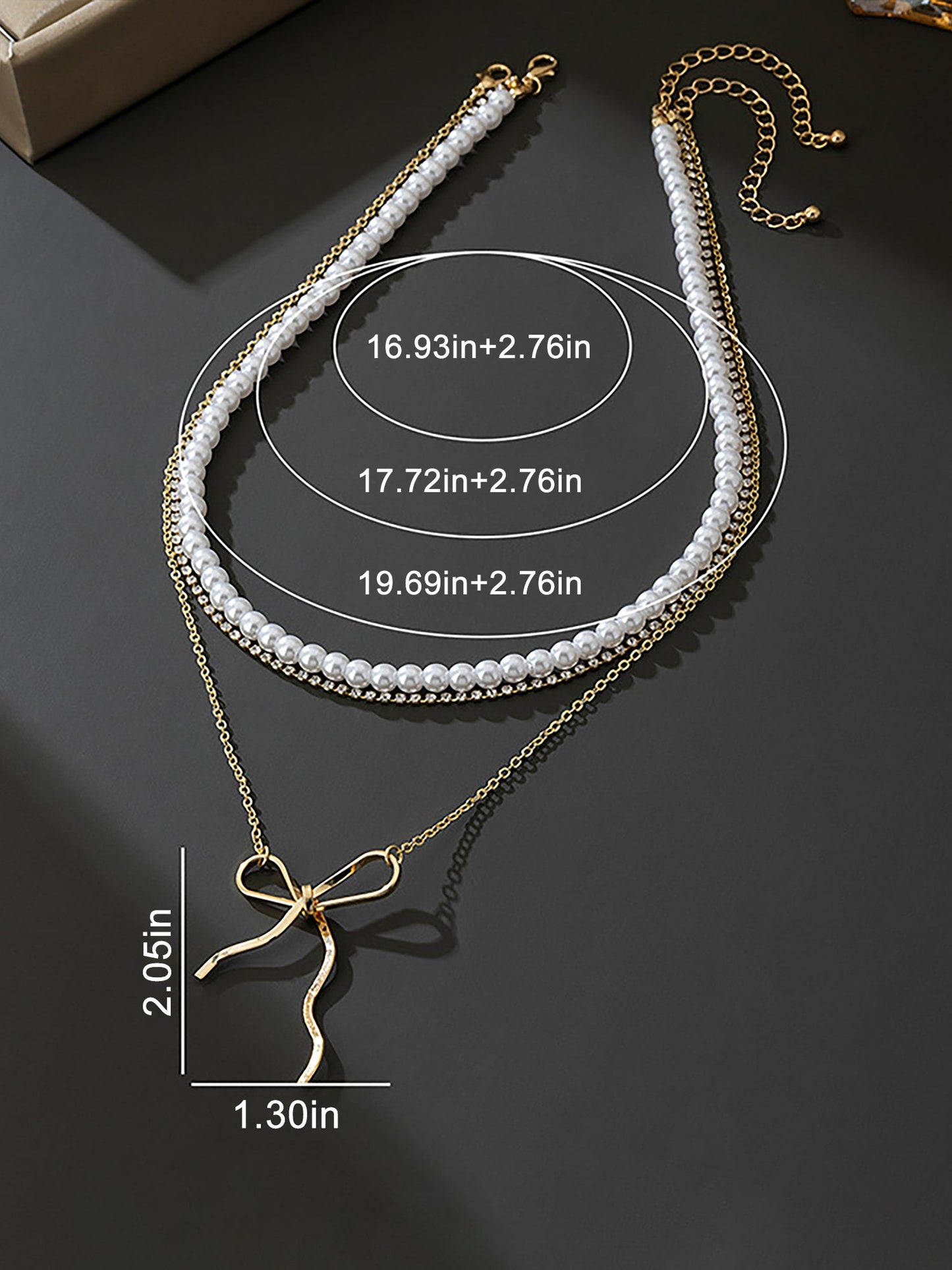 Retro Imitation Pearl Alloy Bow Necklace