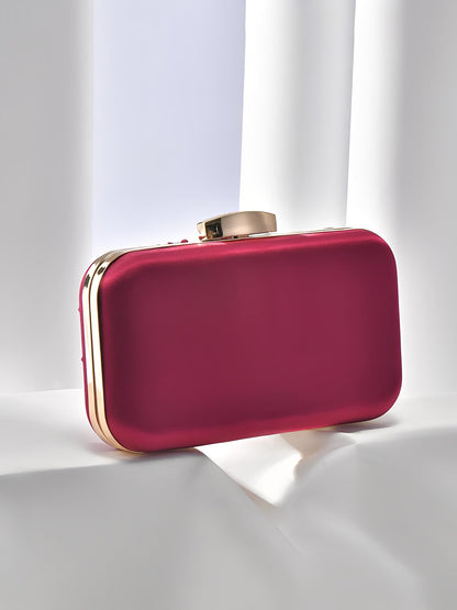 Ruched Satin Removable Chain Evening Clutch Bag