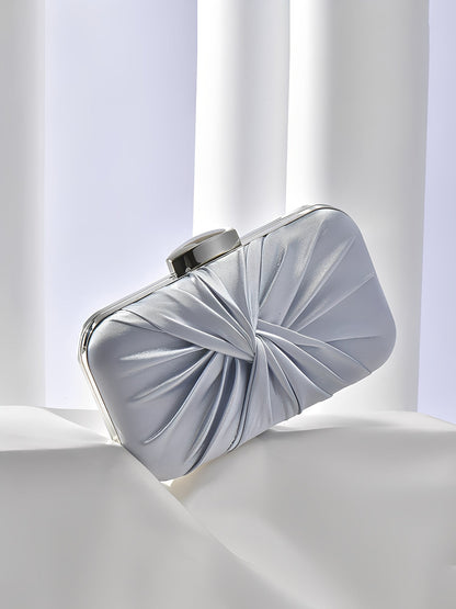 Ruched Satin Removable Chain Evening Clutch Bag