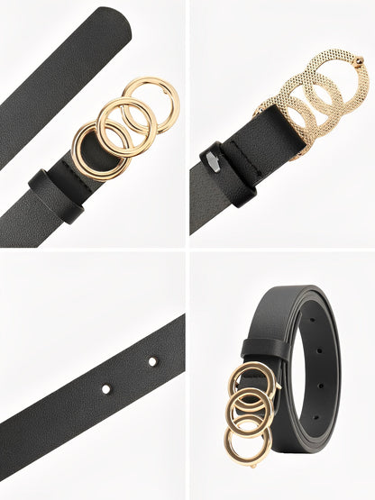 3 Pieces Faux Leather Versatile Women's Belts Set