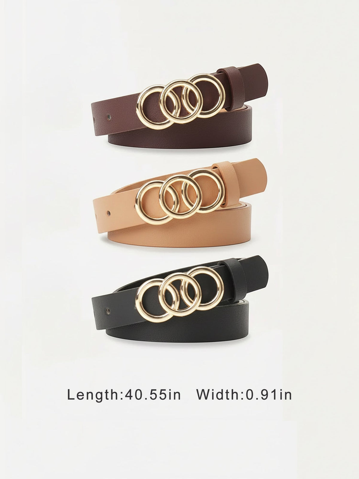 3 Pieces Faux Leather Versatile Women's Belts Set