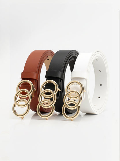 3 Pieces Faux Leather Versatile Women's Belts Set