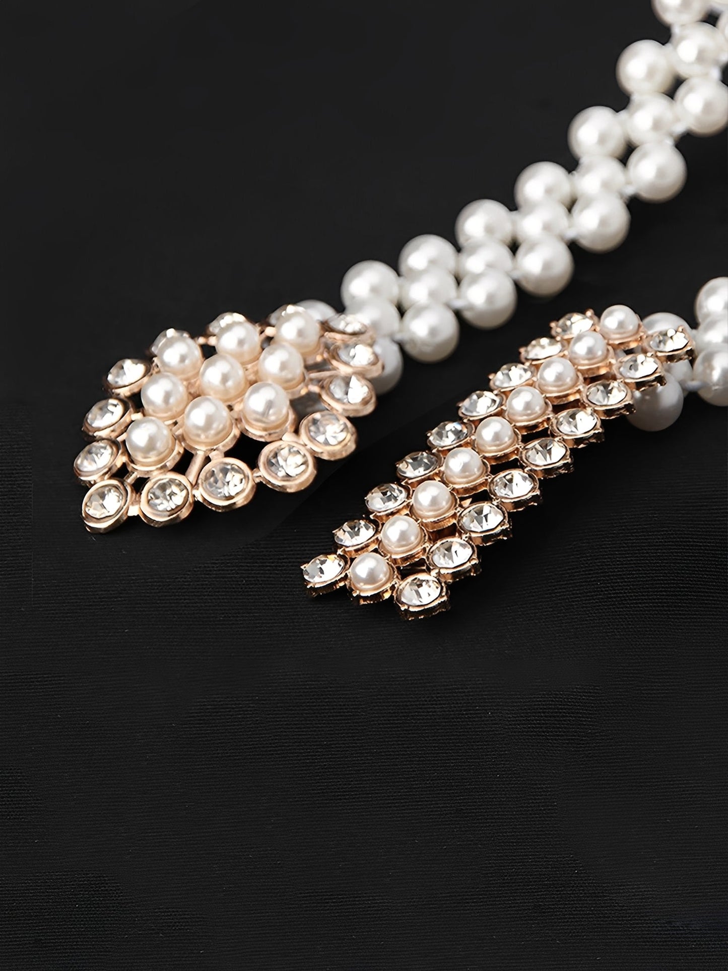 2 Pieces Faux Pearl Chain Rhinestone Women's Belt