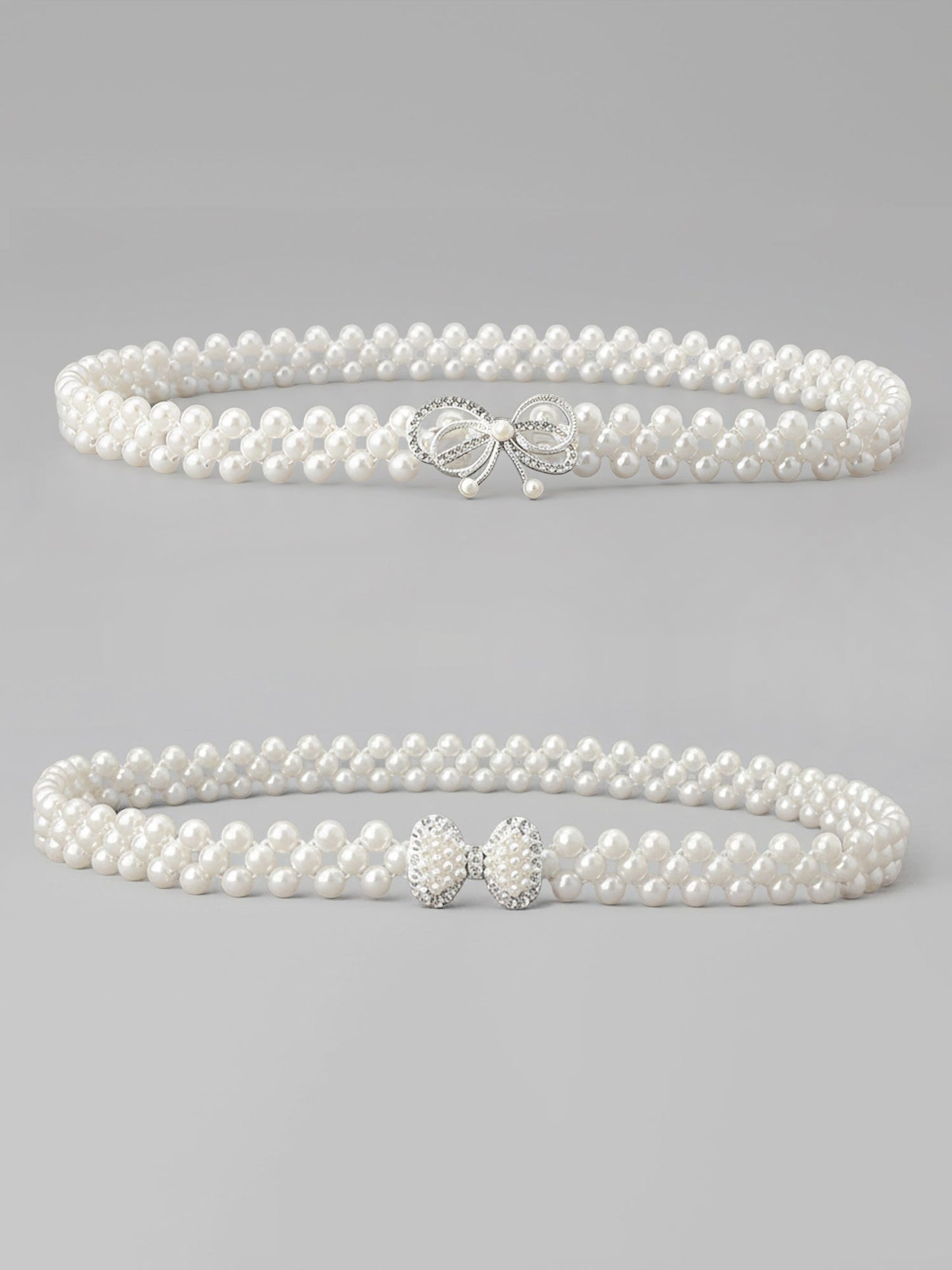 2 Pieces Faux Pearl Chain Rhinestone Women's Belt