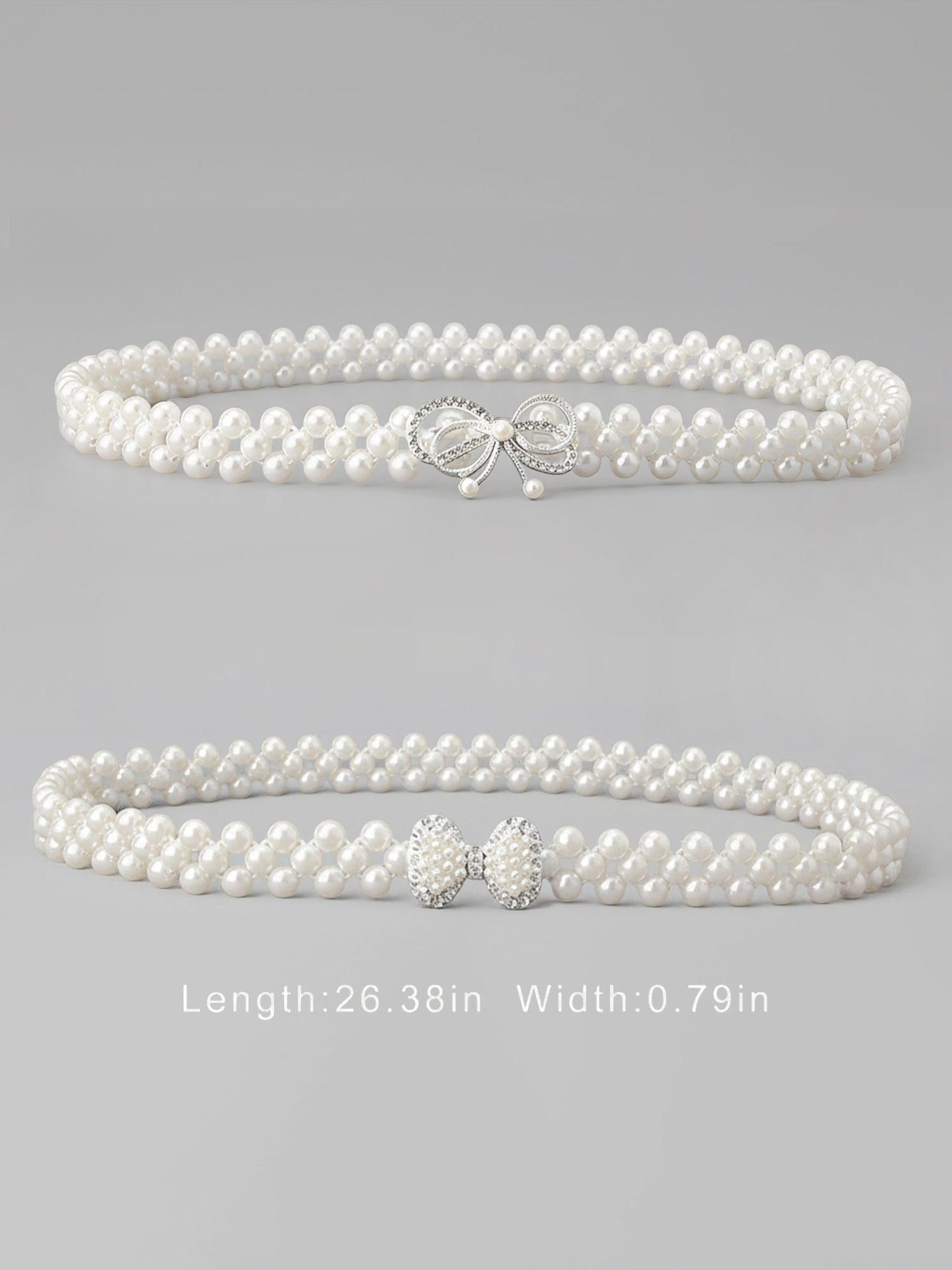 2 Pieces Faux Pearl Chain Rhinestone Women's Belt