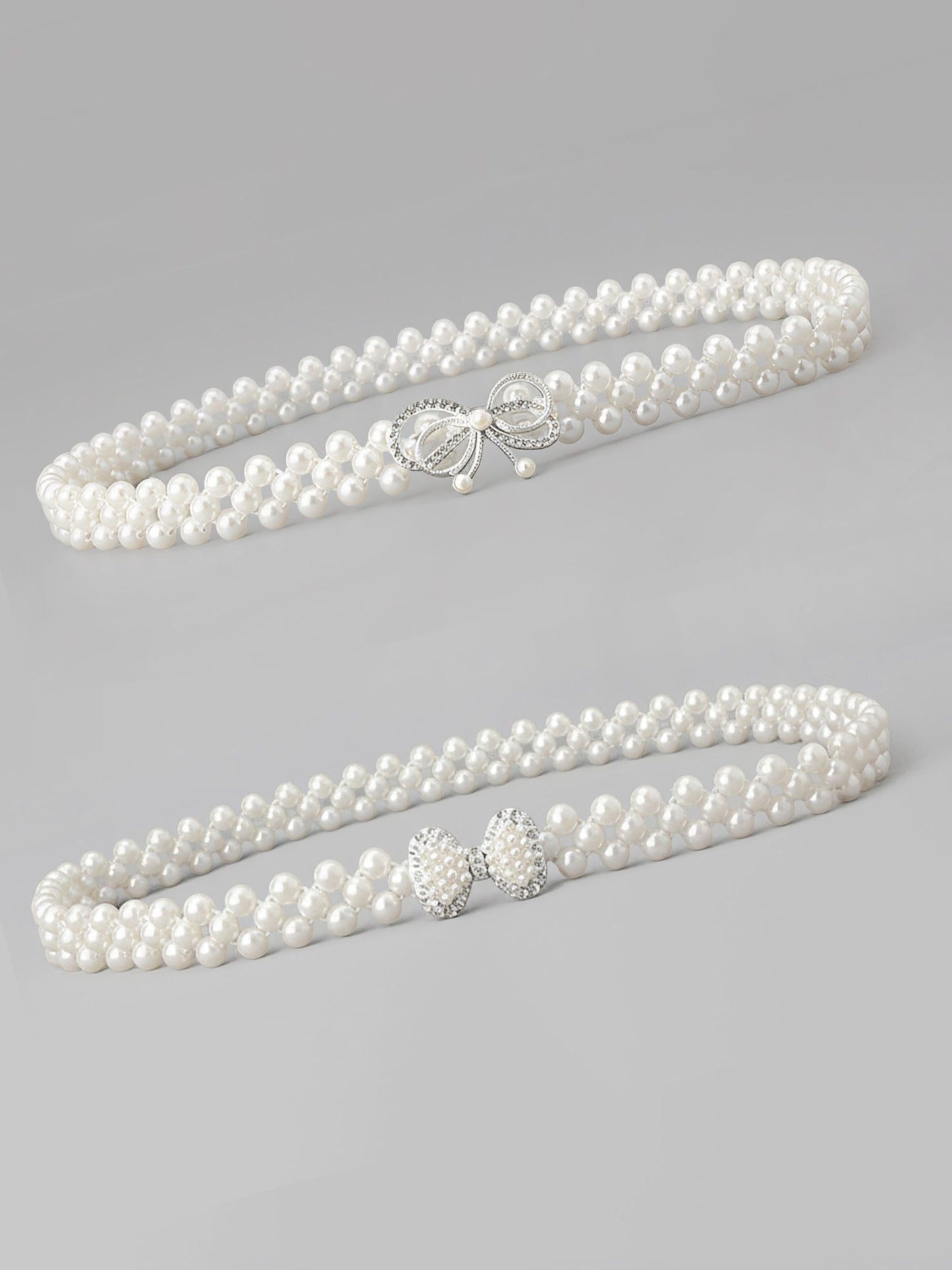2 Pieces Faux Pearl Chain Rhinestone Women's Belt