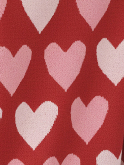 Crew Neck Beaded Heart-Shaped Pullover Knitted Sweater