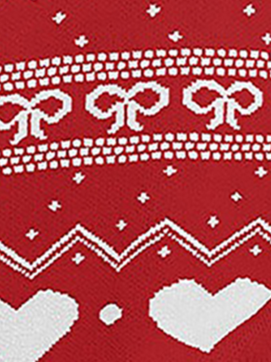 Casual Knitwear Long Sleeve Heart Print Pullover Sweater