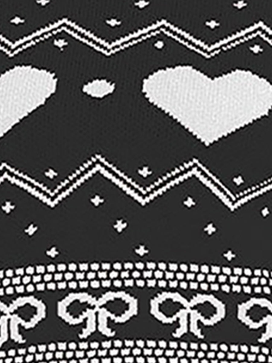 Casual Knitwear Long Sleeve Heart Print Pullover Sweater
