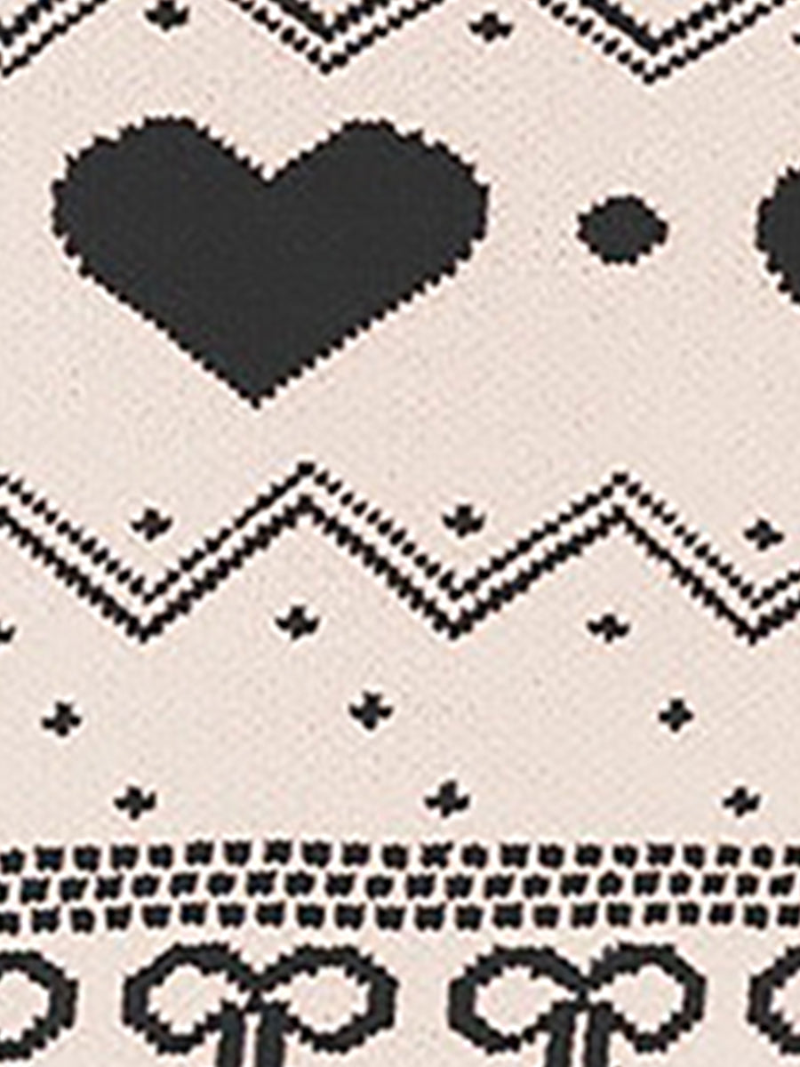 Casual Knitwear Long Sleeve Heart Print Pullover Sweater
