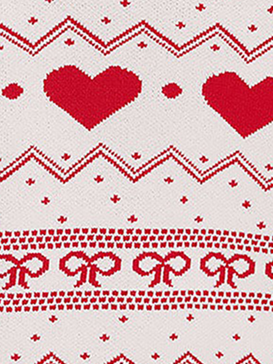 Casual Knitwear Long Sleeve Heart Print Pullover Sweater