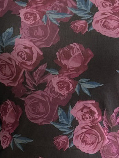 Floral Print Mock Neck Mesh Sheer Long Sleeves Blouse