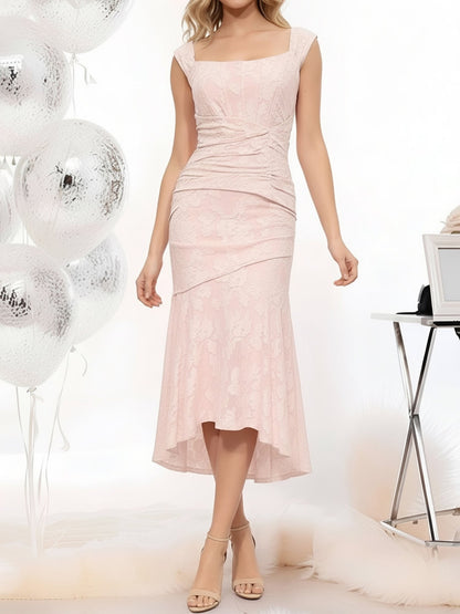 Sleeveless Ruched Textured Bodycon Fishtail Dress