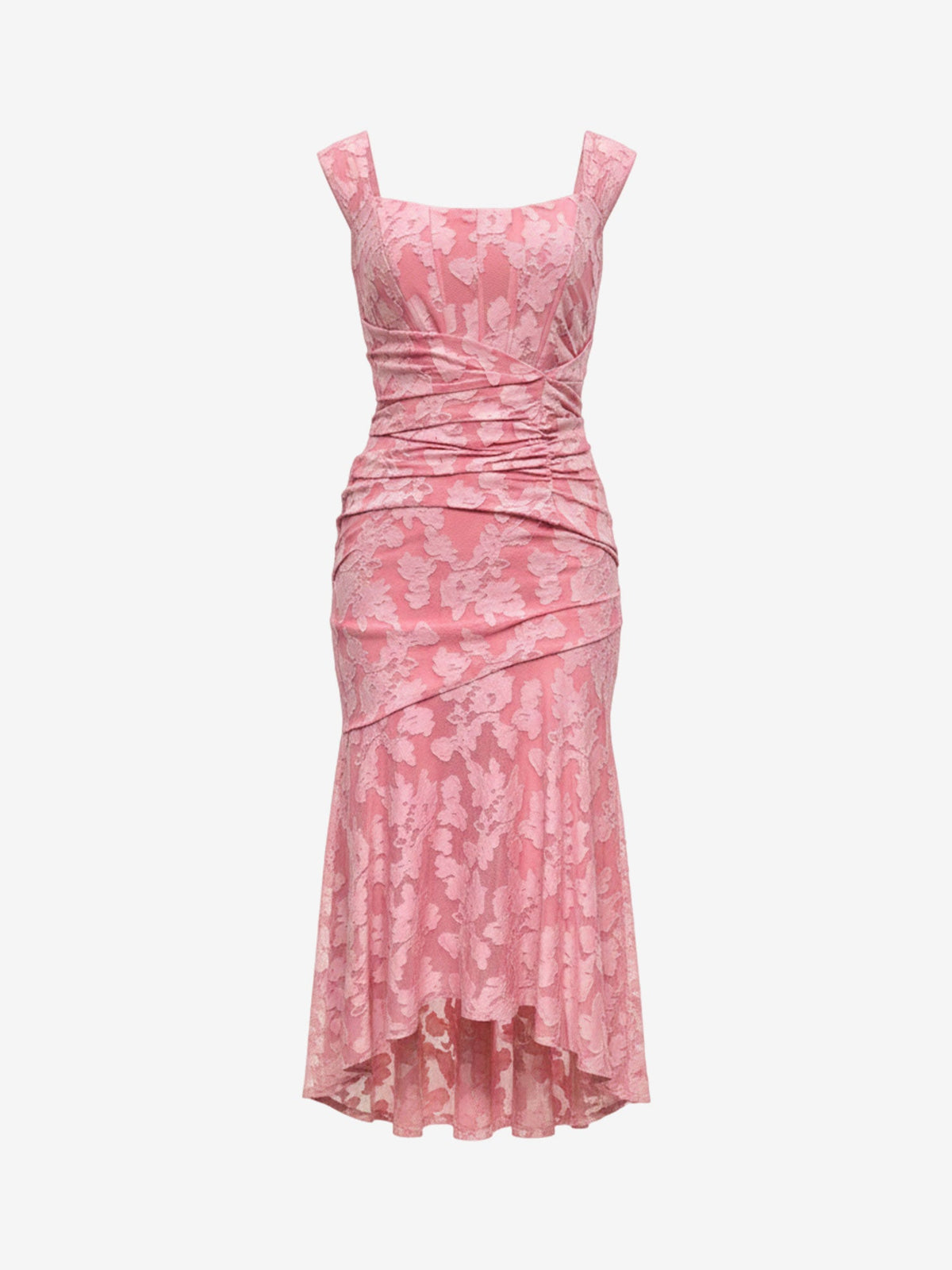 Sleeveless Ruched Textured Bodycon Fishtail Dress