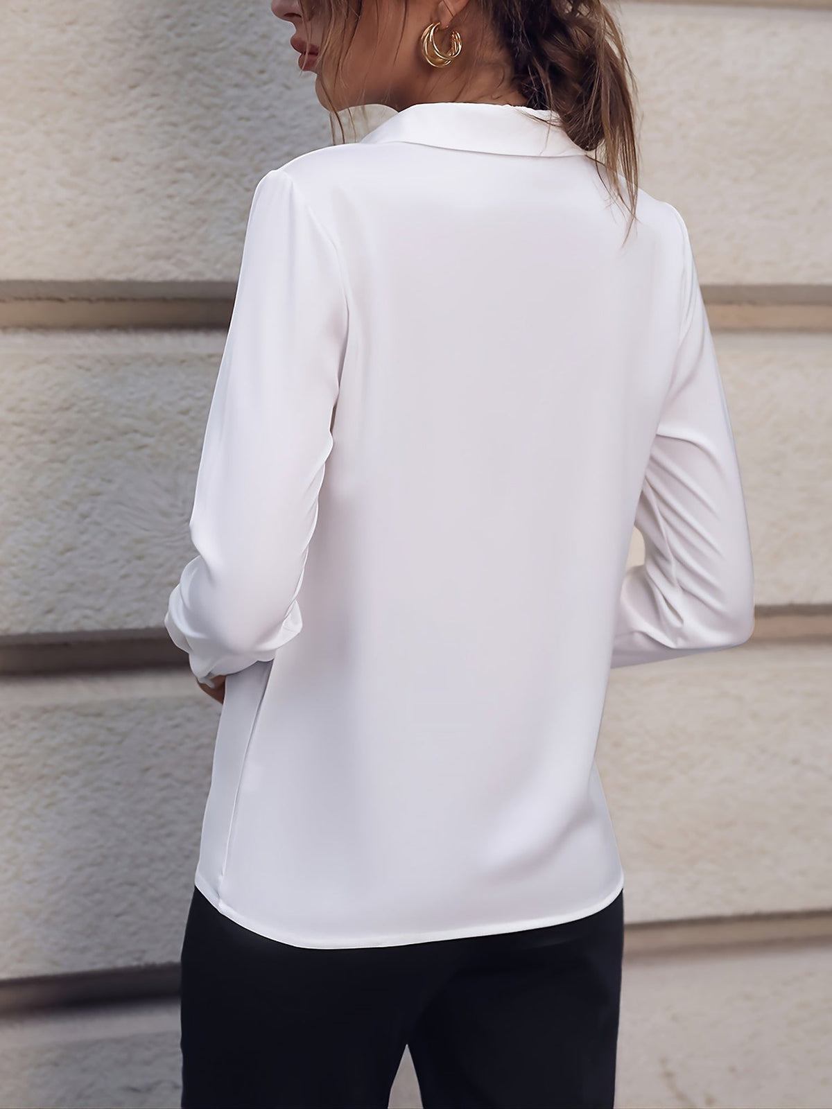 Versatile Solid Color Long Sleeve Button Down Shirt