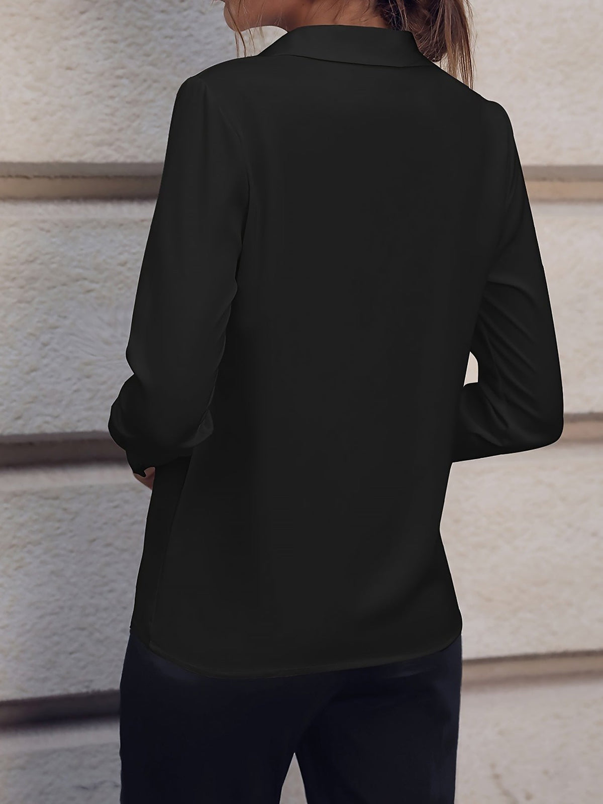 Versatile Solid Color Long Sleeve Button Down Shirt