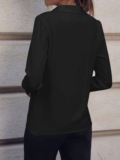 Versatile Solid Color Long Sleeve Button Down Shirt