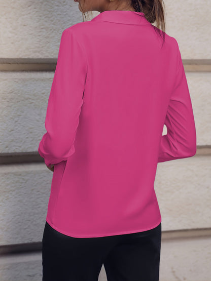 Versatile Solid Color Long Sleeve Button Down Shirt