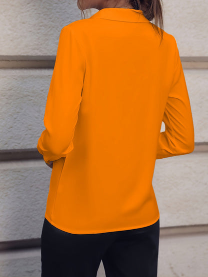 Versatile Solid Color Long Sleeve Button Down Shirt