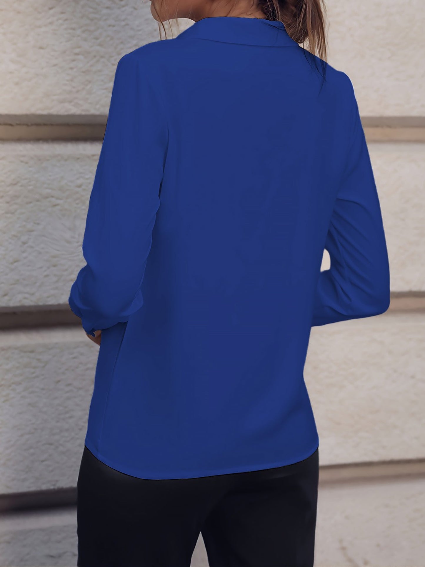Versatile Solid Color Long Sleeve Button Down Shirt