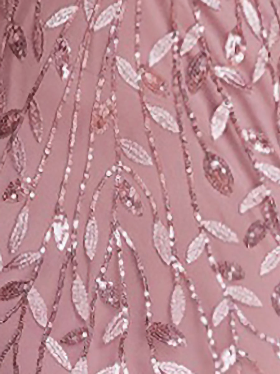 Sequin Embroidered Long Sleeve Round Neck Fishtail Dress Evening Gown