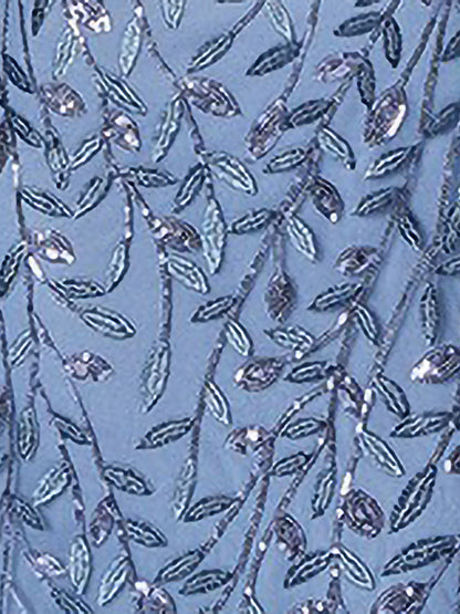 Mesh Embroidered Sequin Evening Gown Fishtail Dress