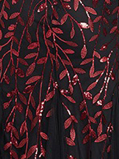 Mesh Embroidered Sequin Evening Gown Fishtail Dress