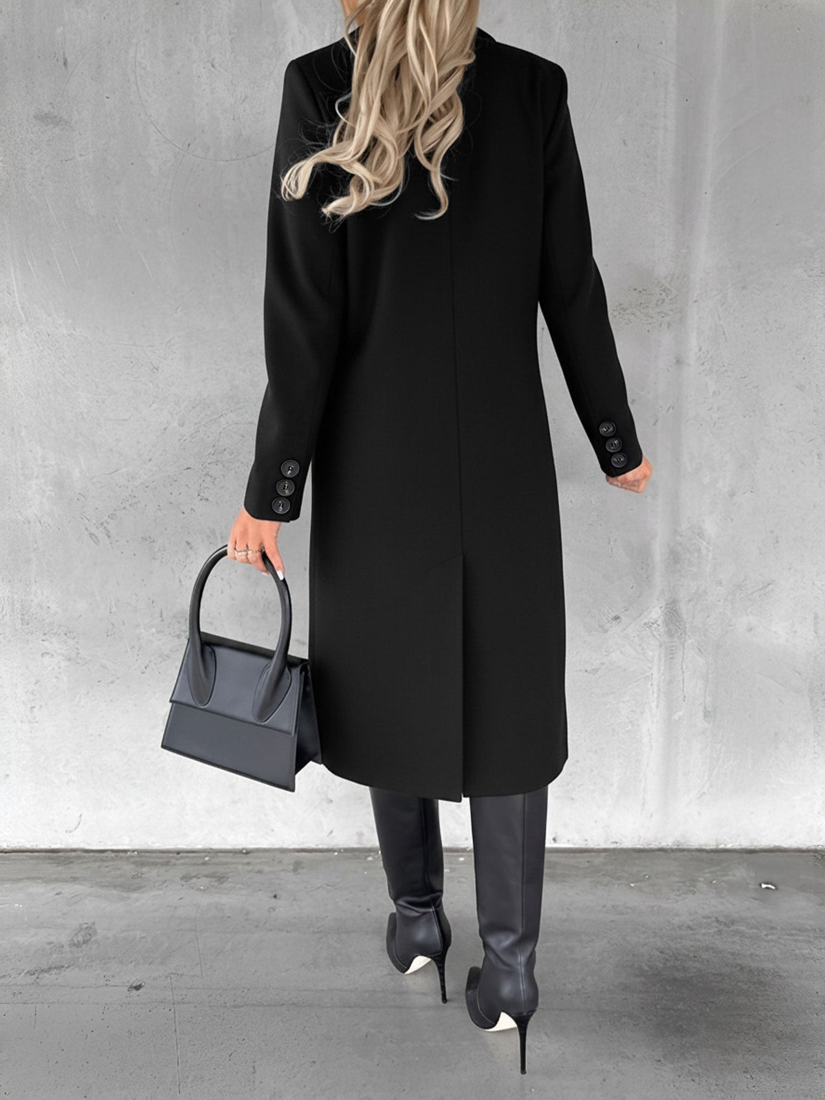 Casual Long Sleeve Double Breasted Notched Lapel Coat