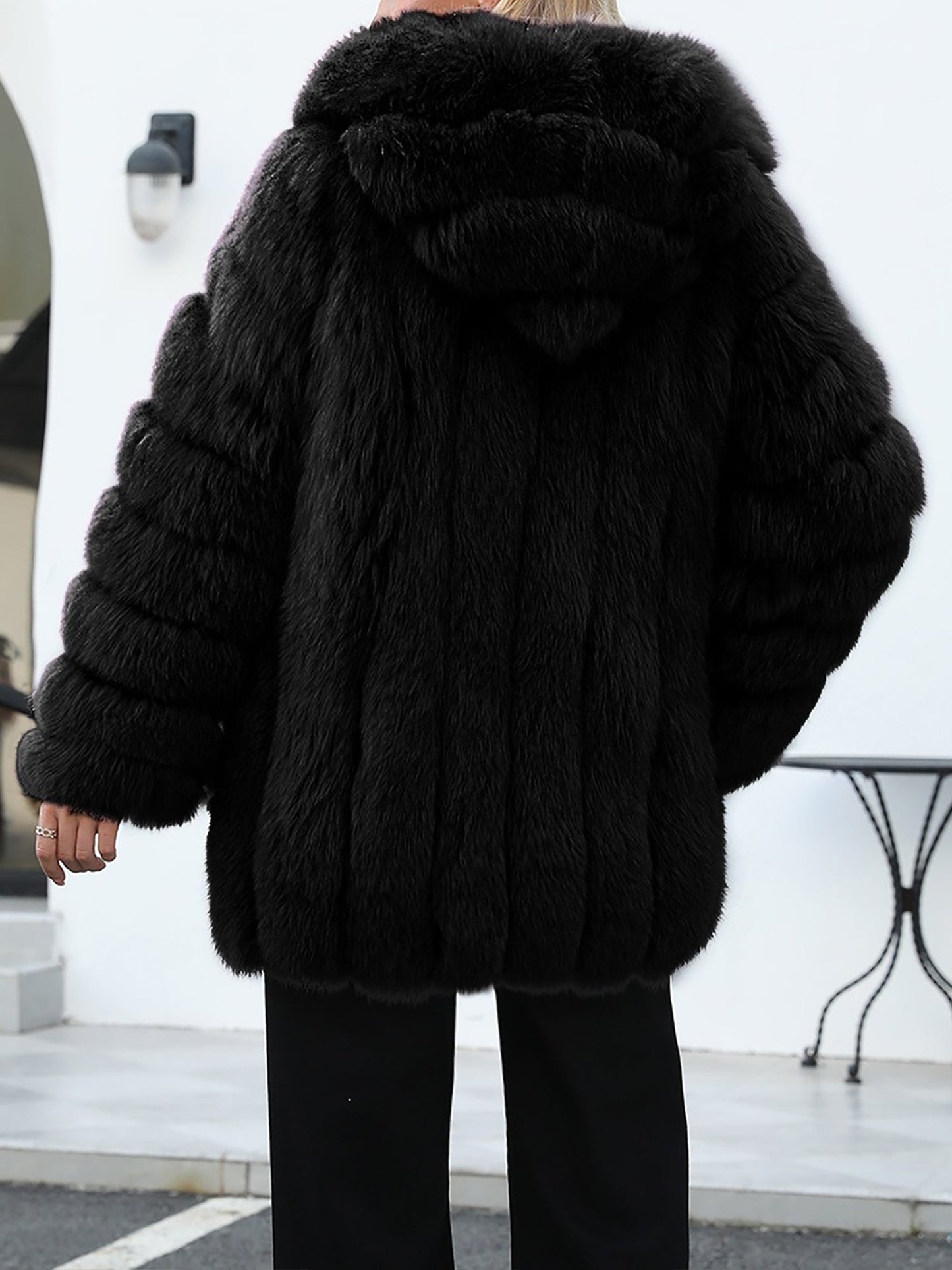 Faux Fur Long Sleeves Fully Lined Winter Coat