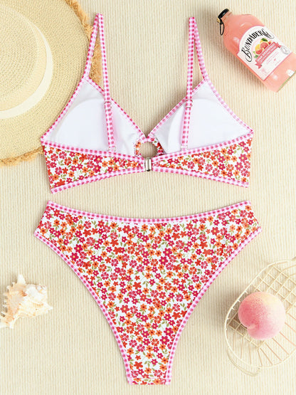 Graphic Triangle Cup Swimsuit Bikinis Sets