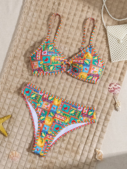 Graphic Triangle Cup Swimsuit Bikinis Sets