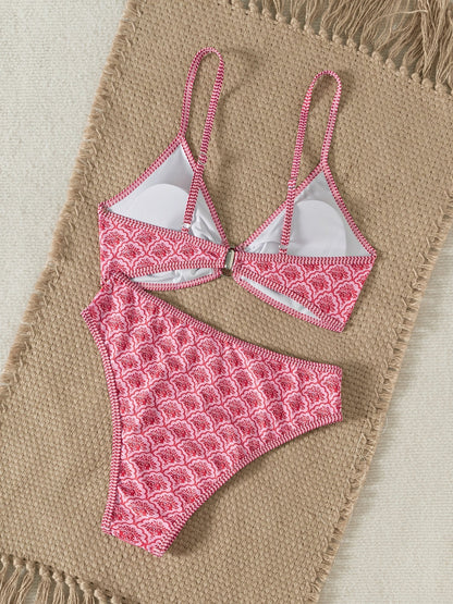 Graphic Triangle Cup Swimsuit Bikinis Sets