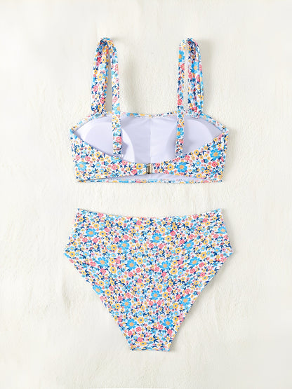Printed High Waisted Resort Swimsuit Bikinis Sets