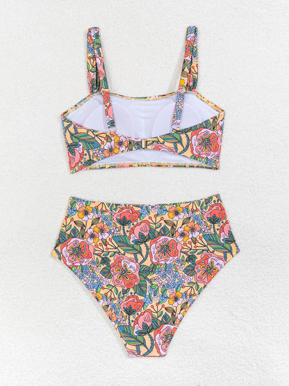 Printed High Waisted Resort Swimsuit Bikinis Sets