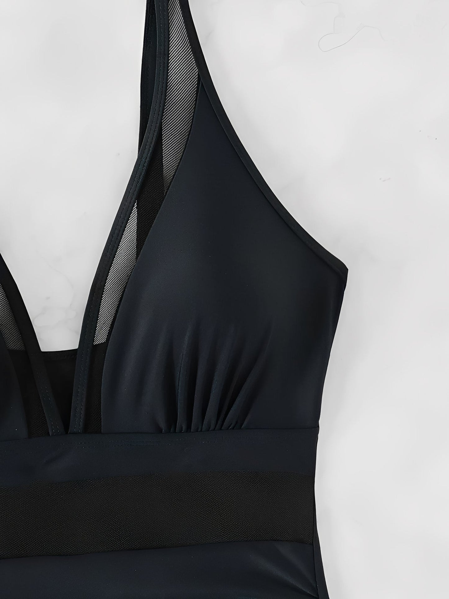 Solid Color Mesh Sleeveless Beach One-Piece Swimsuit