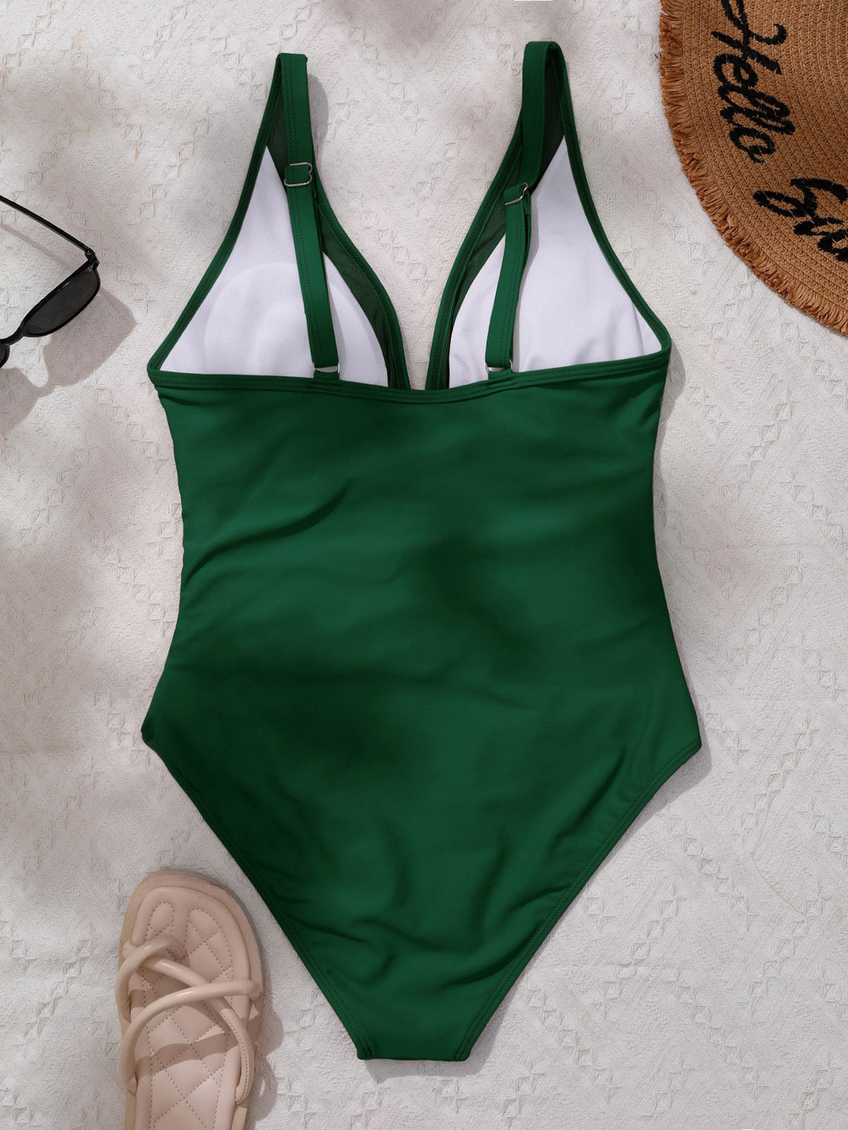 Solid Color Mesh Sleeveless Beach One-Piece Swimsuit